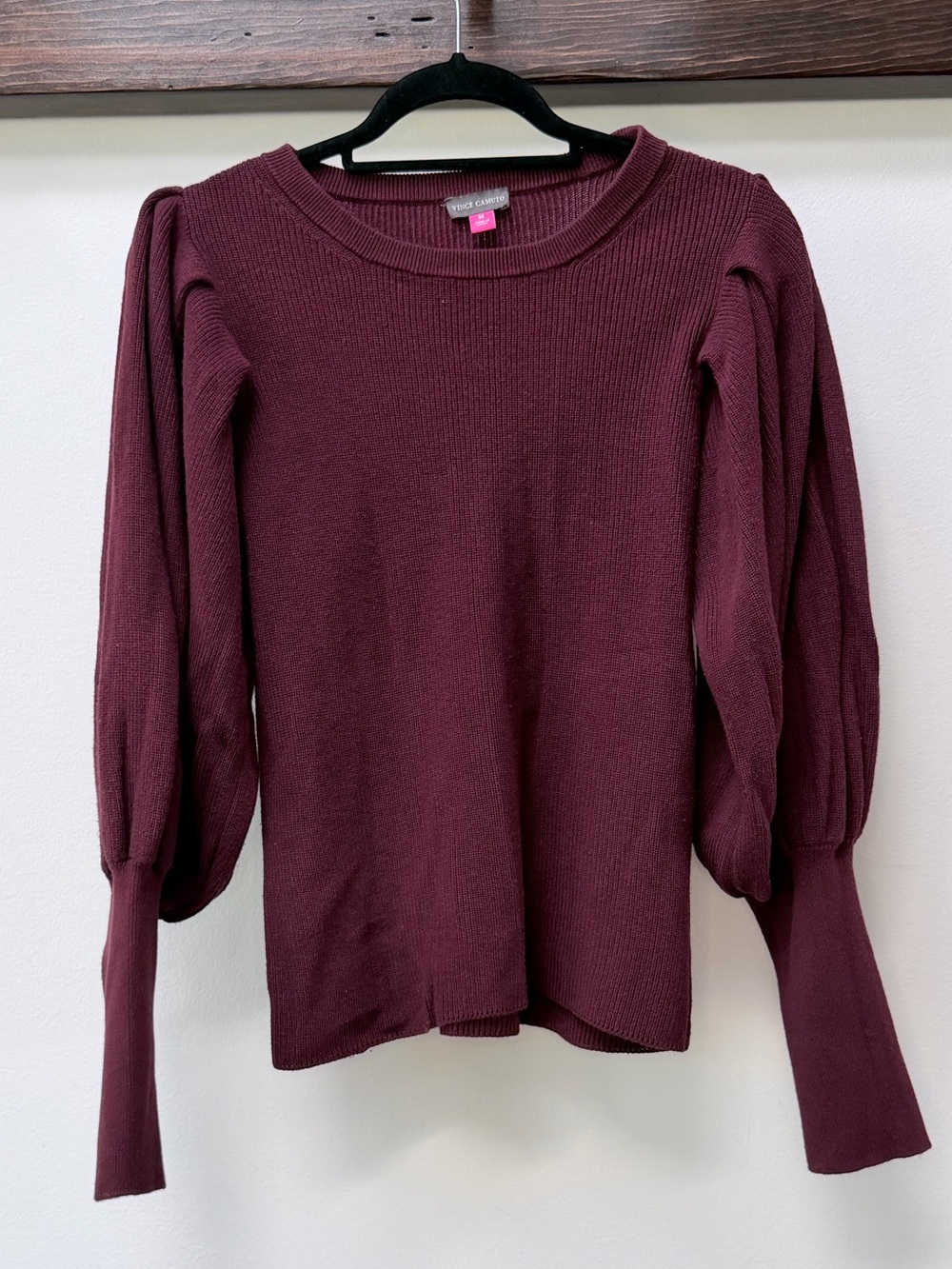 Vince Camuto Burgundy Puff-Sleeve Knit Top